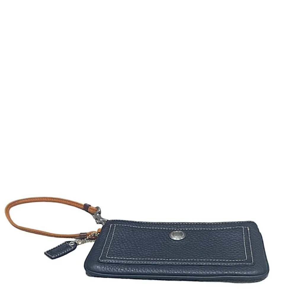 COACH Black Leather Zip Close Wristlet Wallet